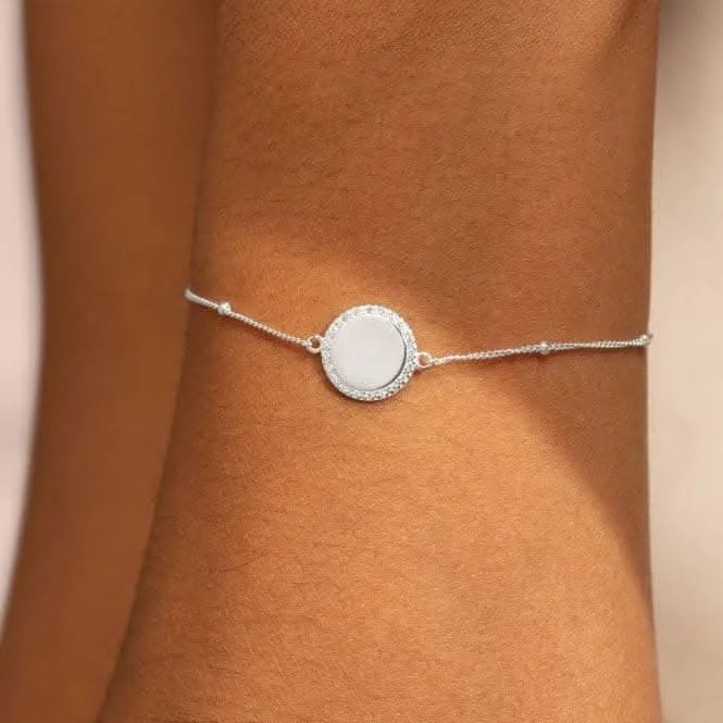 Sterling Silver Happy 40th Birthday Disc Pave 16cm   3cm Bracelet JJS0012 Joma Jewellery