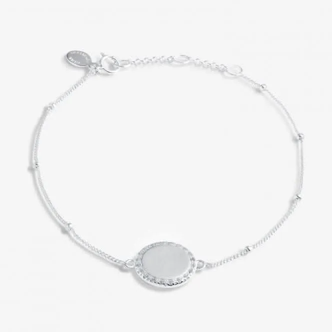 Sterling Silver Happy 40th Birthday Disc Pave 16cm   3cm Bracelet JJS0012 Joma Jewellery