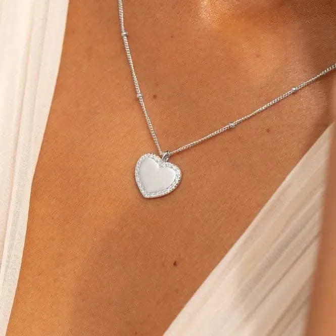 Sterling Silver I Love You Heart Pave 46cm   5cm Necklace JJS0014 Joma Jewellery