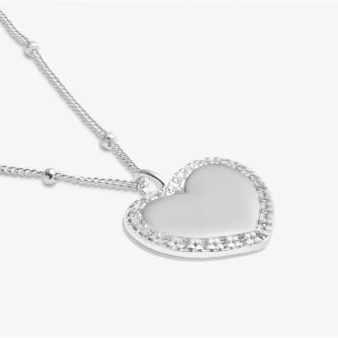 Sterling Silver I Love You Heart Pave 46cm   5cm Necklace JJS0014 Joma Jewellery