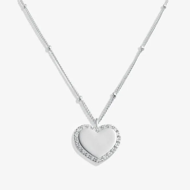 Sterling Silver I Love You Heart Pave 46cm   5cm Necklace JJS0014 Joma Jewellery