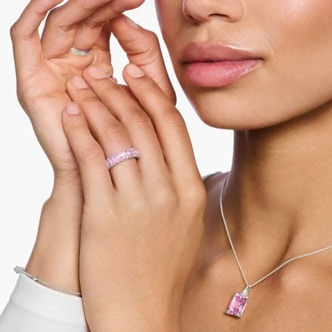 Sterling Silver Pink Pavé Stones Ring TR2366-051-9 Thomas Sabo Rings