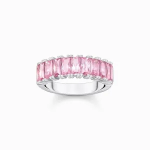 Sterling Silver Pink Pavé Stones Ring TR2366-051-9 Thomas Sabo Rings