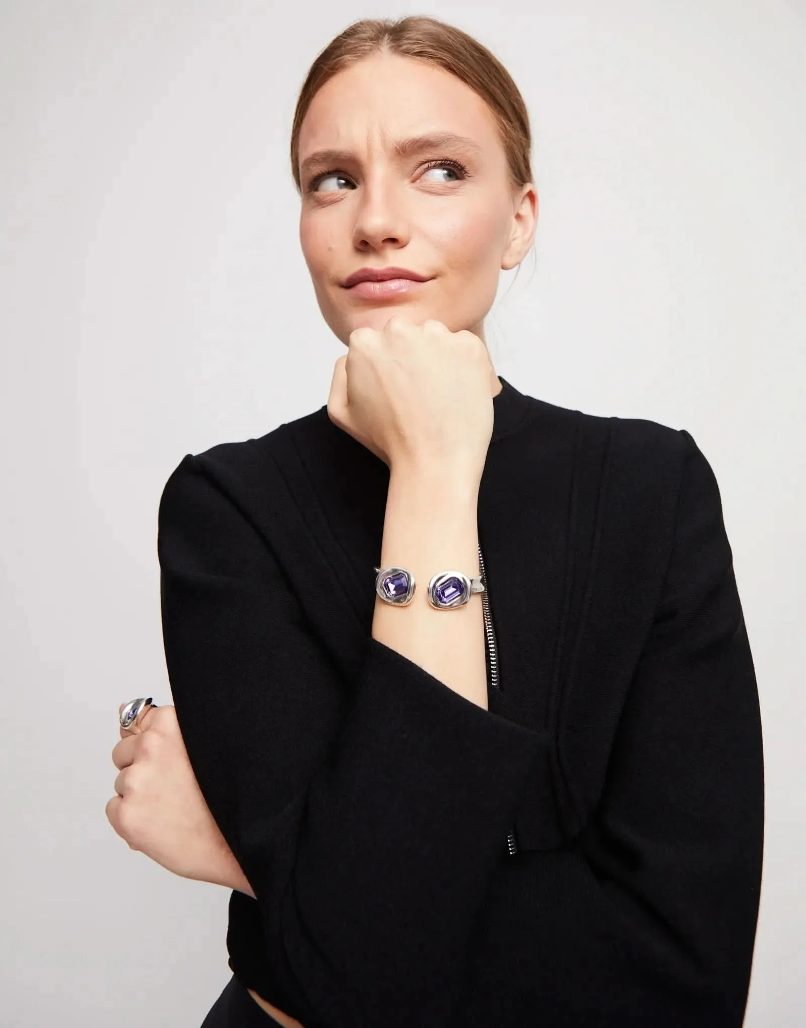 Sterling Silver Plated Faceted Crystal Purple Bracelet PUL2453MORMTL Unode50 Jewelry And Accessories