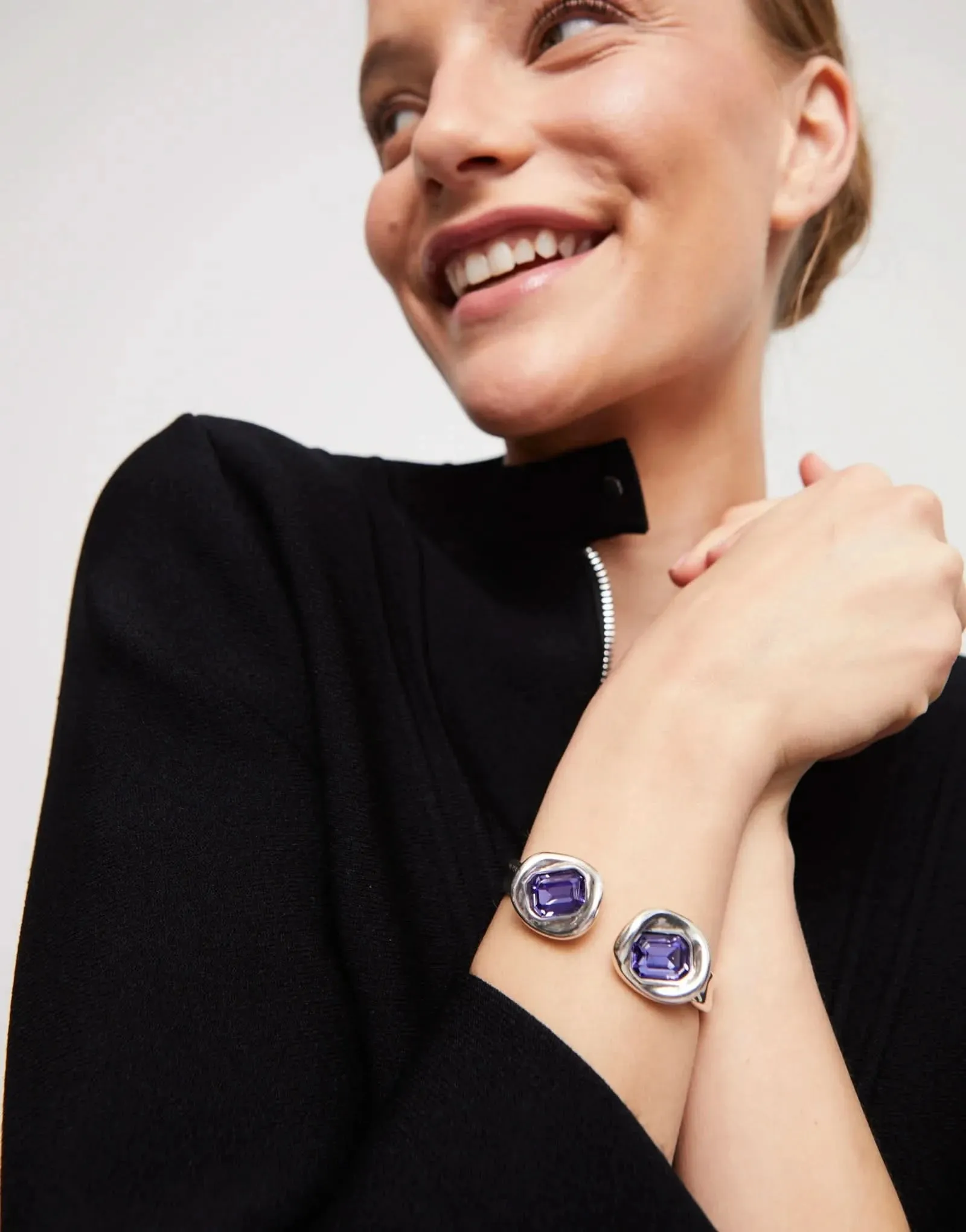 Sterling Silver Plated Faceted Crystal Purple Bracelet PUL2453MORMTL Unode50 Jewelry And Accessories