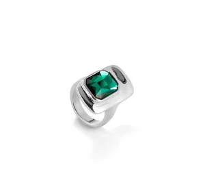 Sterling Silver Plated Ser Magnetica Green Ring ANI0829VRDMTL Unode50 Jewelry And Accessories