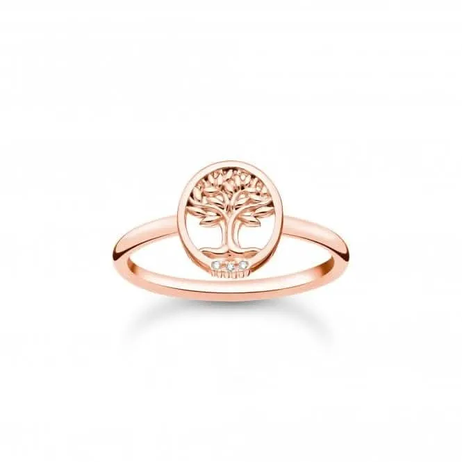 Sterling Silver Rose Gold Plated Tree Of Love Ring TR2375-416-14 Thomas Sabo Rings