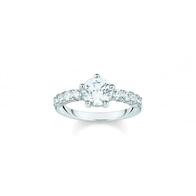 Sterling Silver White Zirconia Solitaire Ring TR2440-051-14 Thomas Sabo Rings