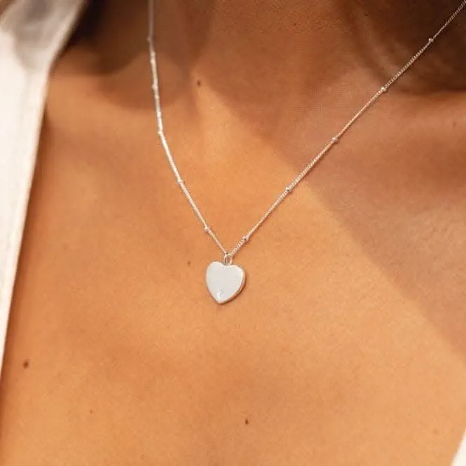 Sterling Silver Wonderful Daughter Heart Zirconia 46cm   5cm Necklace JJS0024 Joma Jewellery
