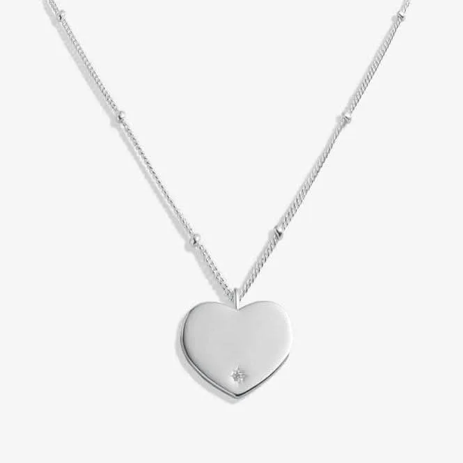 Sterling Silver Wonderful Daughter Heart Zirconia 46cm   5cm Necklace JJS0024 Joma Jewellery