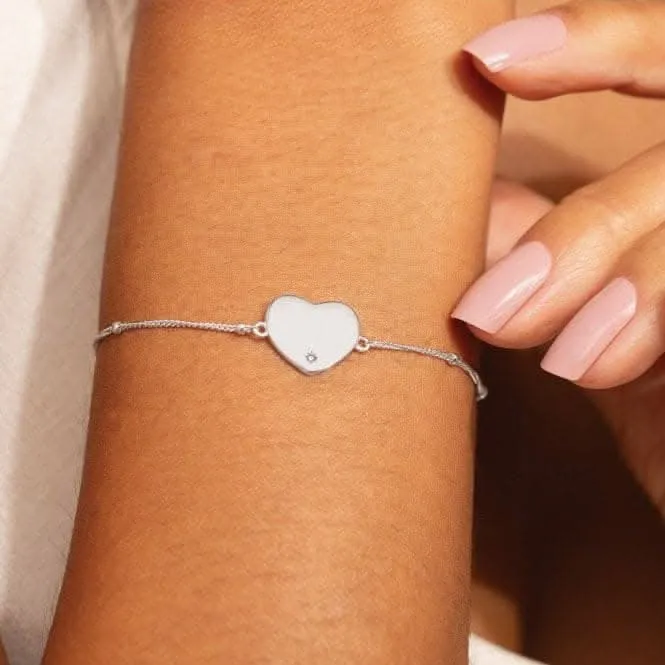 Sterling Silver Wonderful Daughter Heart Zirconia Pave 16cm   3cm Bracelet JJS0006 Joma Jewellery