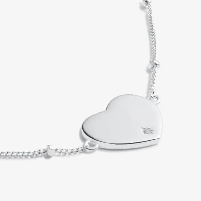 Sterling Silver Wonderful Daughter Heart Zirconia Pave 16cm   3cm Bracelet JJS0006 Joma Jewellery
