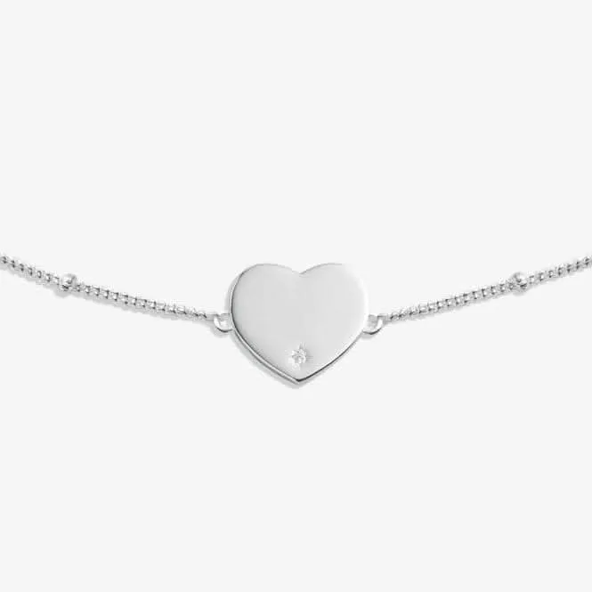 Sterling Silver Wonderful Daughter Heart Zirconia Pave 16cm   3cm Bracelet JJS0006 Joma Jewellery