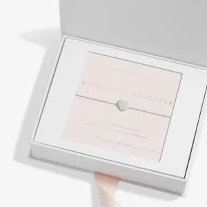 Sterling Silver Wonderful Daughter Heart Zirconia Pave 16cm   3cm Bracelet JJS0006 Joma Jewellery