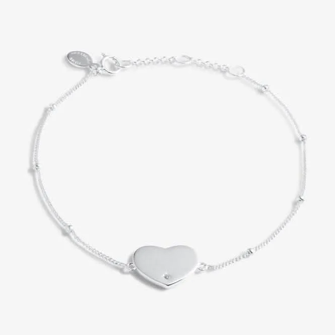 Sterling Silver Wonderful Daughter Heart Zirconia Pave 16cm   3cm Bracelet JJS0006 Joma Jewellery
