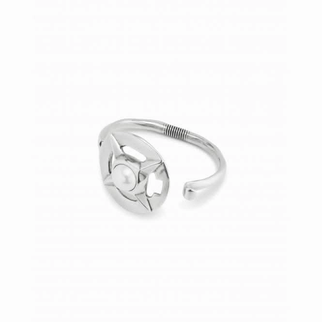 Sterling Silver Plated Large Center Link Pearl Shell Bangle PUL2410BPLMTL0M Unode50 Jewelry And Accessories