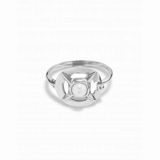 Sterling Silver Plated Large Center Link Pearl Shell Bangle PUL2410BPLMTL0M Unode50 Jewelry And Accessories