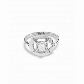 Sterling Silver Plated Large Center Link Pearl Shell Bangle PUL2410BPLMTL0M Unode50 Jewelry And Accessories