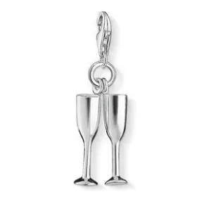 Thomas Sabo Jewellery Thomas Sabo Charm Club Sterling Silver Champagne Glasses Charm