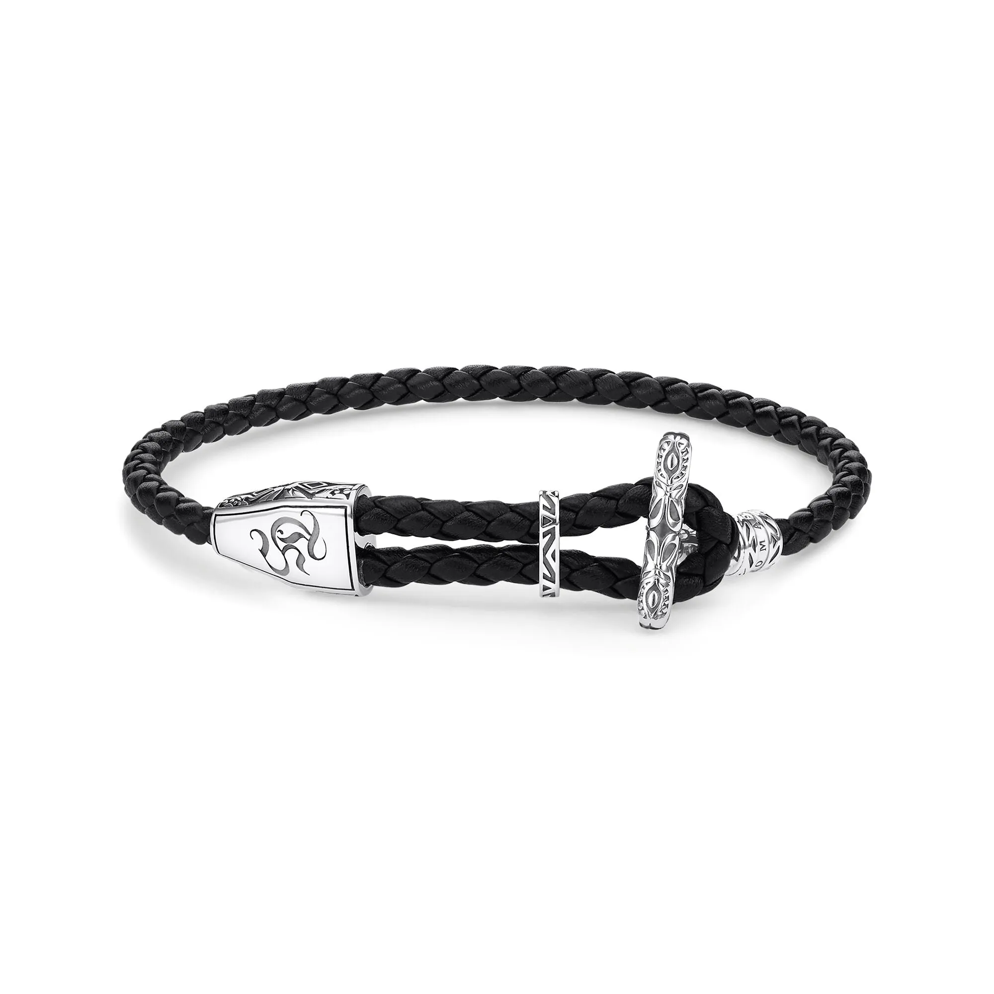 Thomas Sabo Jewellery Thomas Sabo Rebel At Heart Sterling Silver Black Ornament Braided Bracelet