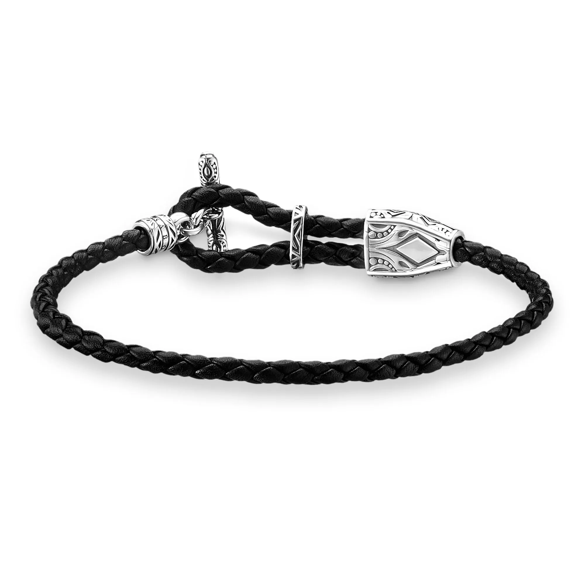 Thomas Sabo Jewellery Thomas Sabo Rebel At Heart Sterling Silver Black Ornament Braided Bracelet