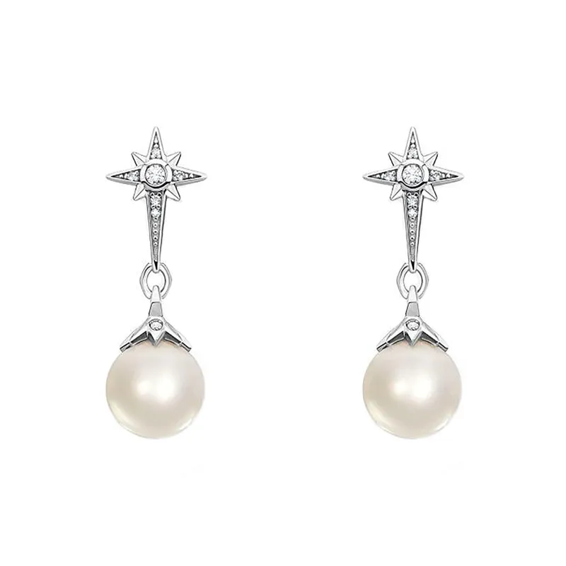 Thomas Sabo Jewellery Thomas Sabo Sterling Silver Pearl Star Drop Stud Earrings