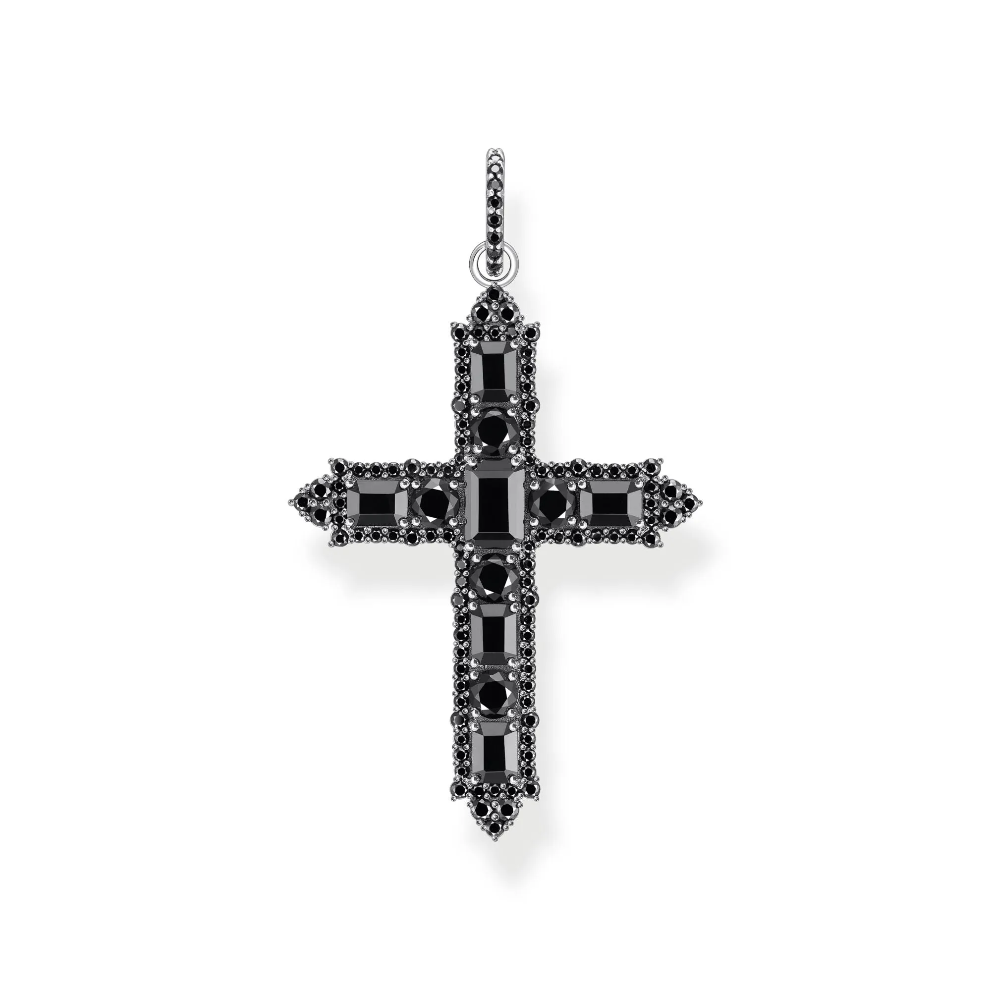 Thomas Sabo Mens Pendants Jewellery Blackened cross pendant with zirconia