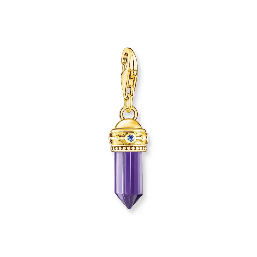 Thomas Sabo Silver Jewellery Thomas Sabo Gold Plated Sterling Silver Charmista Purple Crystal CZ Charm