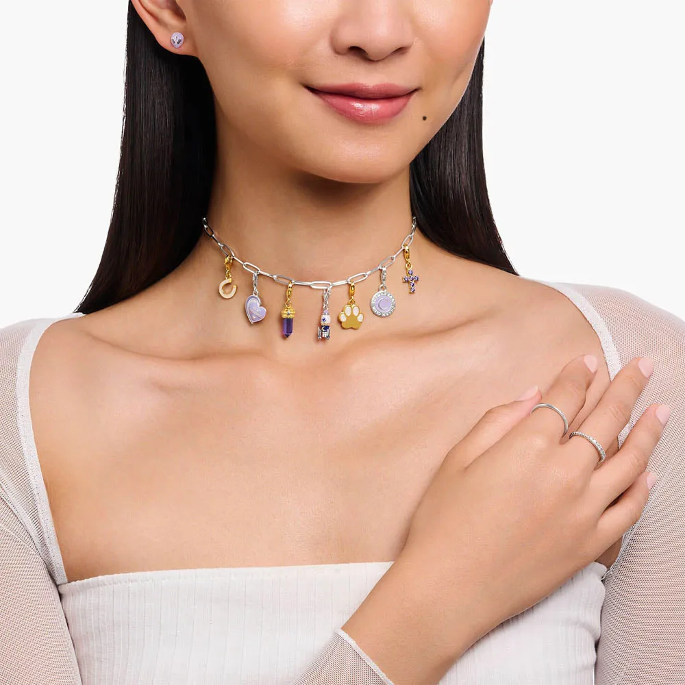 Thomas Sabo Silver Jewellery Thomas Sabo Gold Plated Sterling Silver Charmista Purple Crystal CZ Charm