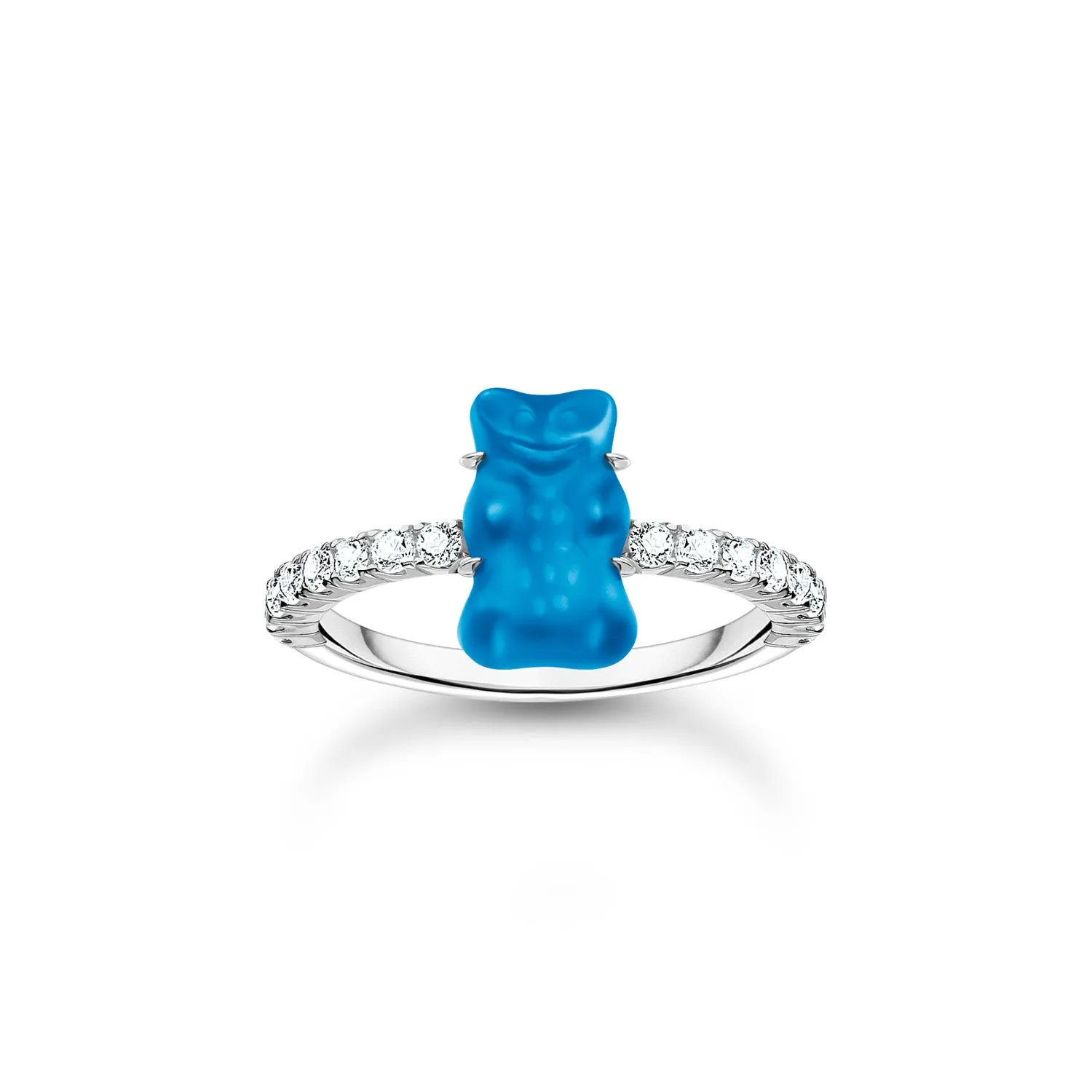 Thomas Sabo Silver Jewellery Thomas Sabo Sterling Silver Haribo Cubic Zirconia Blueberry Blue Bear Ring
