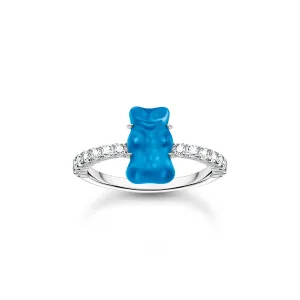 Thomas Sabo Silver Jewellery Thomas Sabo Sterling Silver Haribo Cubic Zirconia Blueberry Blue Bear Ring