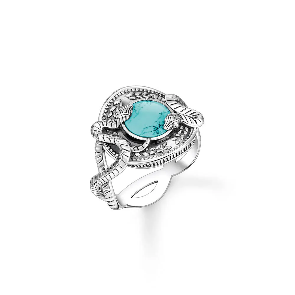 Thomas Sabo Silver Jewellery Thomas Sabo Sterling Silver Mystic Island Serpant Turqoise Ring