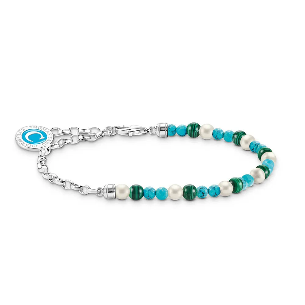 Thomas Sabo Sterling Silver Turquoise, Malachite, Pearl 16-19cm Bracelet Sterling Silver	Jewelry