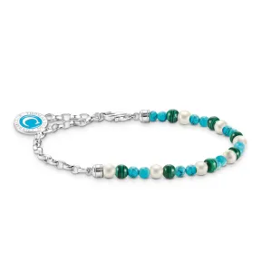 Thomas Sabo Sterling Silver Turquoise, Malachite, Pearl 16-19cm Bracelet Sterling Silver	Jewelry