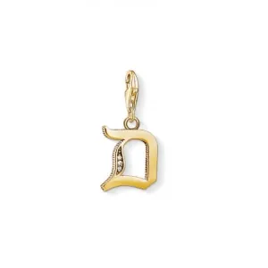 Thomas Sabo Yellow Gold Silver Vintage D Letter Charm 1610-414-39 Thomas Sabo Collectable Charms