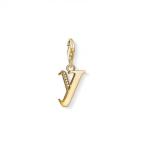 Thomas Sabo Yellow Gold Silver Vintage Y Letter Charm 1631-414-39 Thomas Sabo Collectable Charms