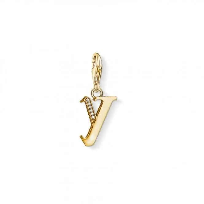 Thomas Sabo Yellow Gold Silver Vintage Y Letter Charm 1631-414-39 Thomas Sabo Collectable Charms