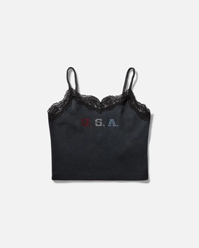 Women's Lace Cami Washed Out Black